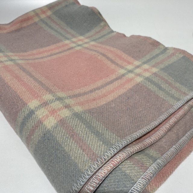 BLANKET, Pale Pink & Blue Tartan